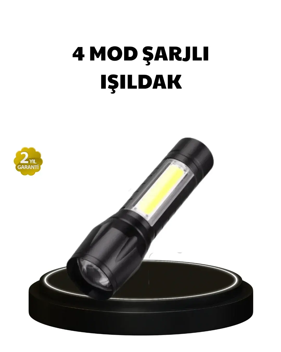 4 Mod Şarjlı Işıldak | Ultra Güçlü Cree LED | Su Geçirmez Alünyum Gövde