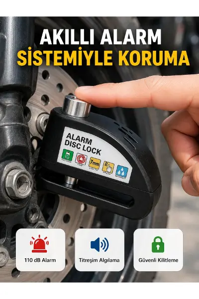 Alarm Sensörlü Disk Kilidi Motosiklet Scooter Bisiklet Güvenlik Yeni Nesil