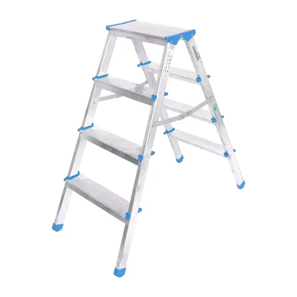 4+4 Çift Basamaklı Alünyum Metal Merdiven Yükseklik = 92CM Baş Genişlik = 8CM