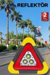 Reflektör Güneş Panelli Solarlı Şarjlı Üçgen Işıklı Trafik Reflektör Fener-2