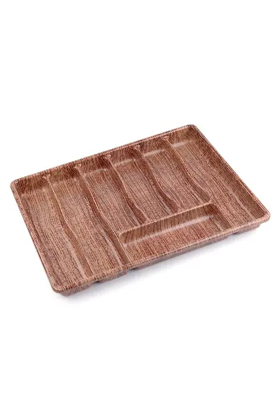 Büyük - Ahşap Renk - 7 Bölmeli Çekmece İçi Kaşıklık 50X37CM