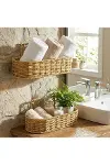 2’li Duvar Askılı Plastik Rattan Organizer – Oval Hasır Görünümlü Mutfak Raf Sepeti, Banyo ve Ev İçi-2