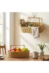 2’li Duvar Askılı Plastik Rattan Organizer – Oval Hasır Görünümlü Mutfak Raf Sepeti, Banyo ve Ev İçi-1