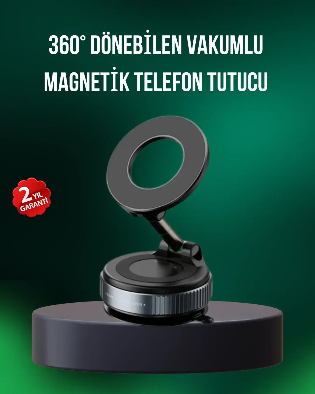 Alünyum Gövdeli Manyetik Araç İçi Telefon Tutucu