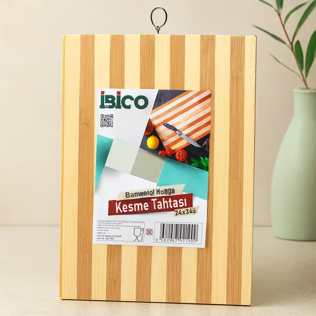 Bambu Kesme Tahtası 24x34x1.3 cm - Metal Kulplu