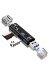 5 in 1 Çok Fonksiyonlu USB 2.0 Micro Sd Kart Okuyucu - Usb/micro Usb/type-C Çıkışlı, Otg Çevirici-1