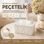 18.4X12.5X9CM Beyaz Yaylı Masaüstü Dekoratif Dikdörtgen Peçetelik-1