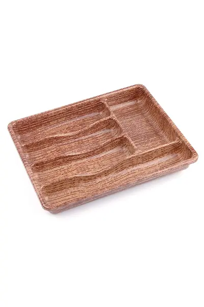 Ahşap Renk - 5 Bölmeli Çekmece İçi Kaşıklık 36X29CM