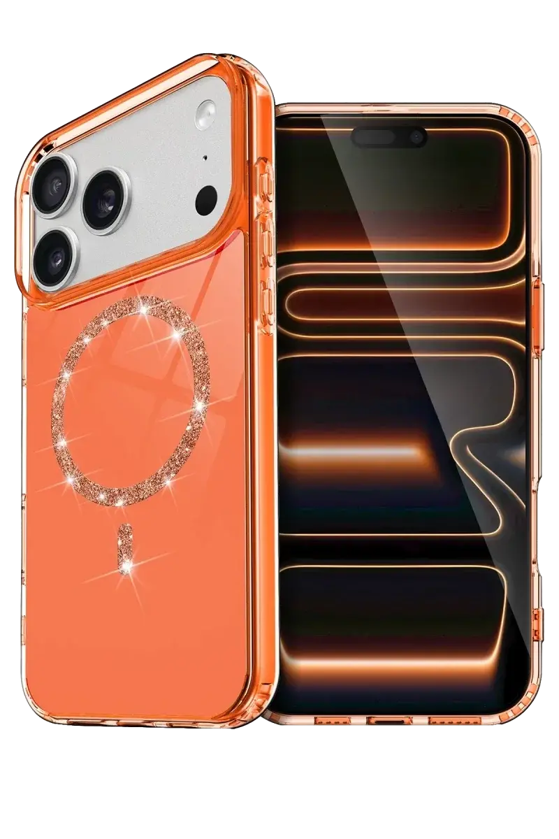 Apple iPhone 17 Pro Max Live Diamond Magsafe Kapak - Turuncu