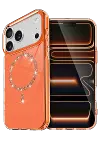 Apple iPhone 17 Pro Max Live Diamond Magsafe Kapak - Turuncu-1