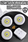 Spot Lamba Led Işık 3'lü Uzaktan Kumandalı Pilli Yapışkanlı Kablosuz-1
