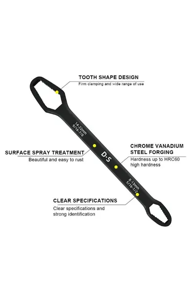 Universal Anahtarı Çift kafalı Çok Fonksiyonlu 6-22mm