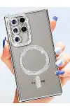 Samsung Galaxy S25 Ultra Kılıf Joke Simli Magneticsafe Kılıf - Gümüş-3