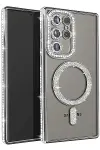Samsung Galaxy S25 Ultra Kılıf Joke Simli Magneticsafe Kılıf - Gümüş-1