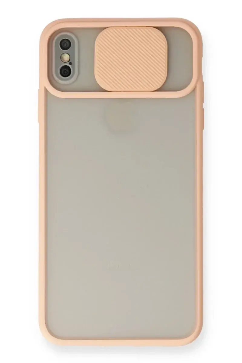 Apple iPhone X Kılıf Palm Buzlu Kamera Sürgülü Silikon - Pembe