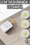 Led Lamba 3'lü Uzaktan Kumandalı Yapışkanlı Beyaz Işık-1