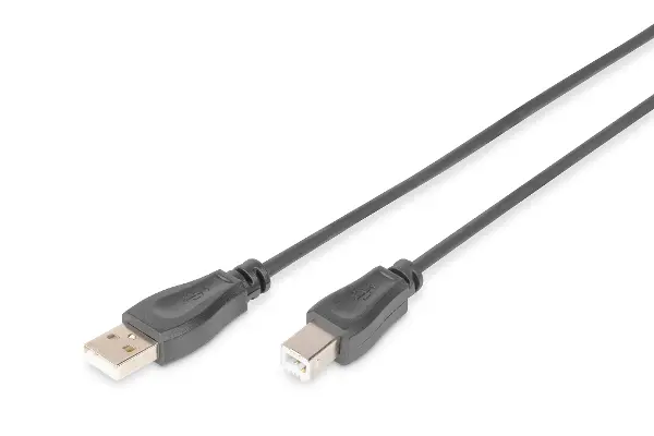 AK-300105-050-S USB 2.0 Bağlantı Kablosu, USB A Erkek - USB B Erkek, 5 metre, AWG 28, USB 2.0 uyumlu, UL, siyah renk