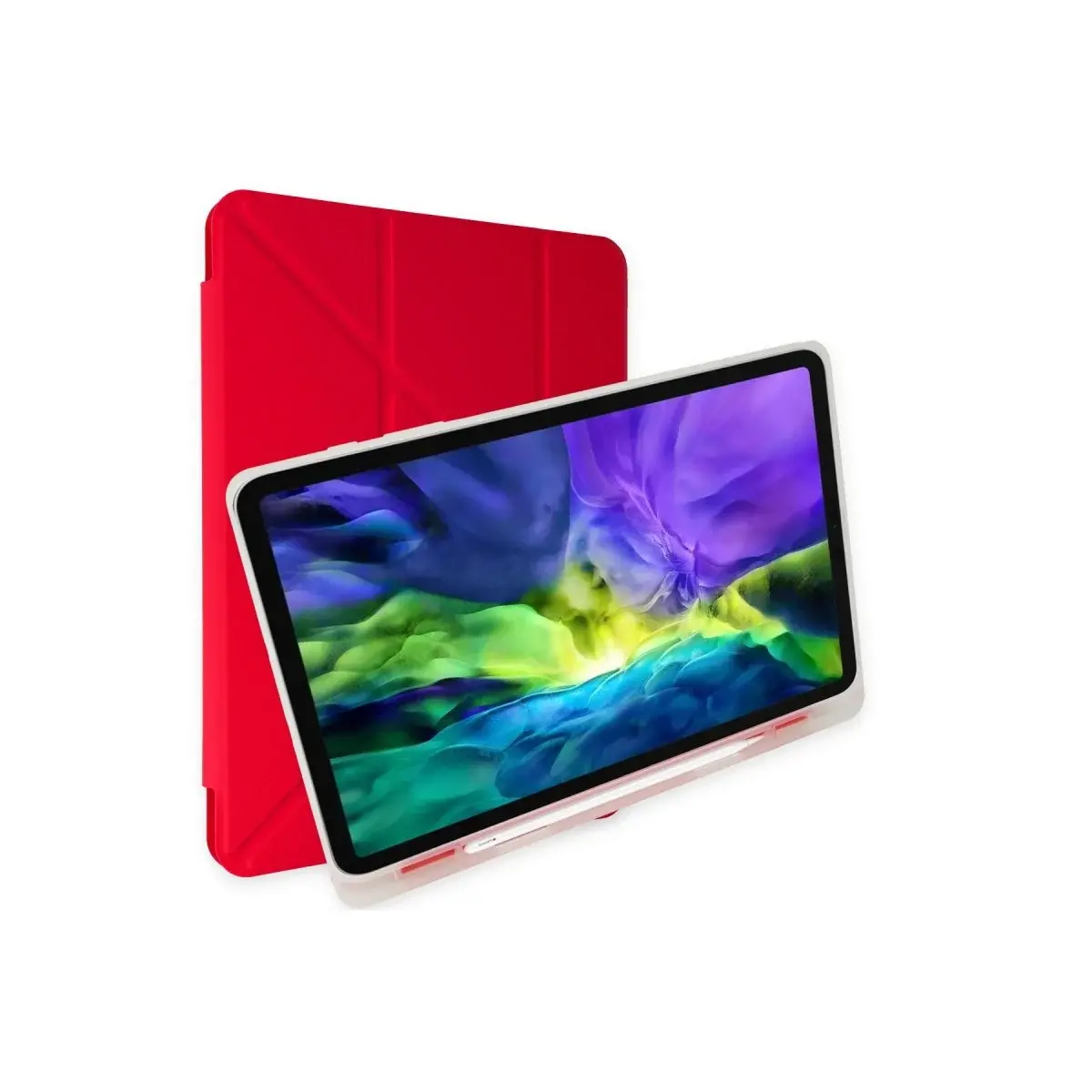 Apple İpad 10.2 (8.nesil) Kılıf Kalemlikli Mars Tablet Kılıfı - Kırmızı