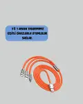 120W Şarj Destekli 3’ü 1 Arada Çoklu Şarj Kablosu – 1.2 Metre-4