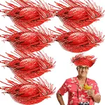 Tropikal Parti Kırmızı Hasır Hawaii Şapkası 13x36 Cm-2