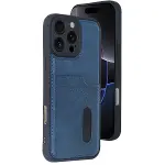 Apple İphone 16 Pro Kılıf Sara Kartvizitli Deri Kılıf - Lacivert-1
