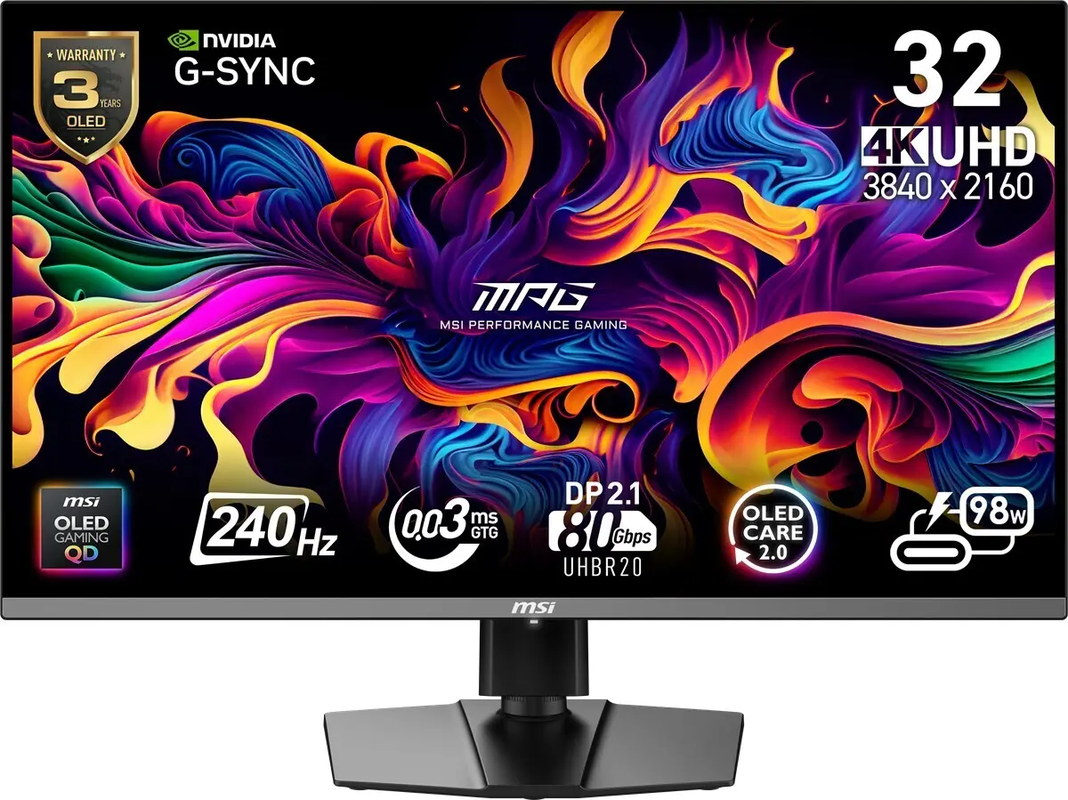 31.5" MPG 322URX QD-OLED 0.03ms 240Hz 3840x2160 2xHDMI DP Type-C Flat Gaming