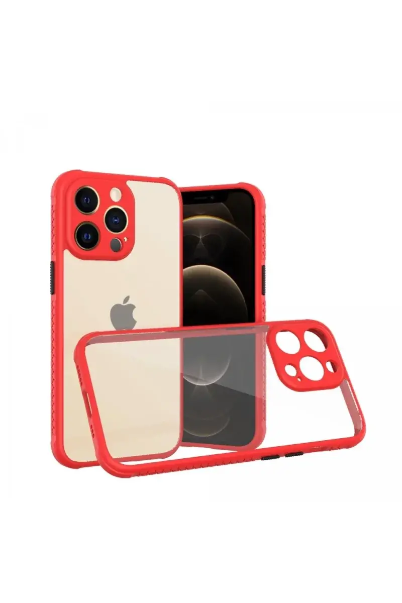 Apple iPhone 13 Pro Kılıf a Şeffaf Silikon - Kırmızı