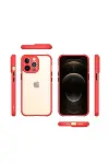 Apple iPhone 13 Pro Kılıf a Şeffaf Silikon - Kırmızı-2