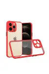 Apple iPhone 13 Pro Kılıf a Şeffaf Silikon - Kırmızı-1