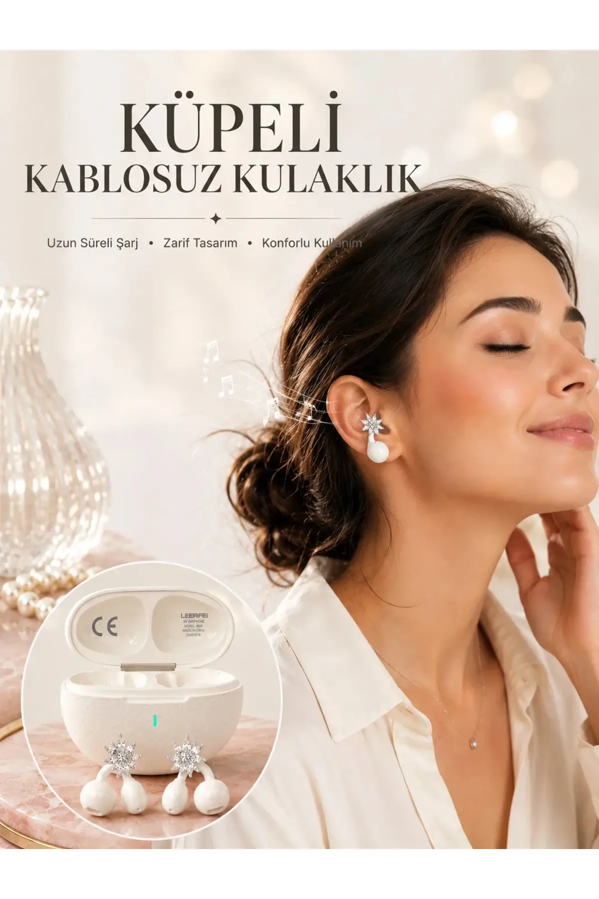 Küpeli Kablosuz Kulaklık Yeni Nesil Bluetooth Teknolojisi