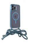 Apple iPhone 12 Pro Max Kılıf Divo Lazer Askılı Magsafe Kapak - Sierra Blue-2