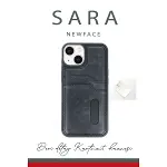 Apple İphone 15 Sara Kartvizitli Deri Kılıf - Siyah-3