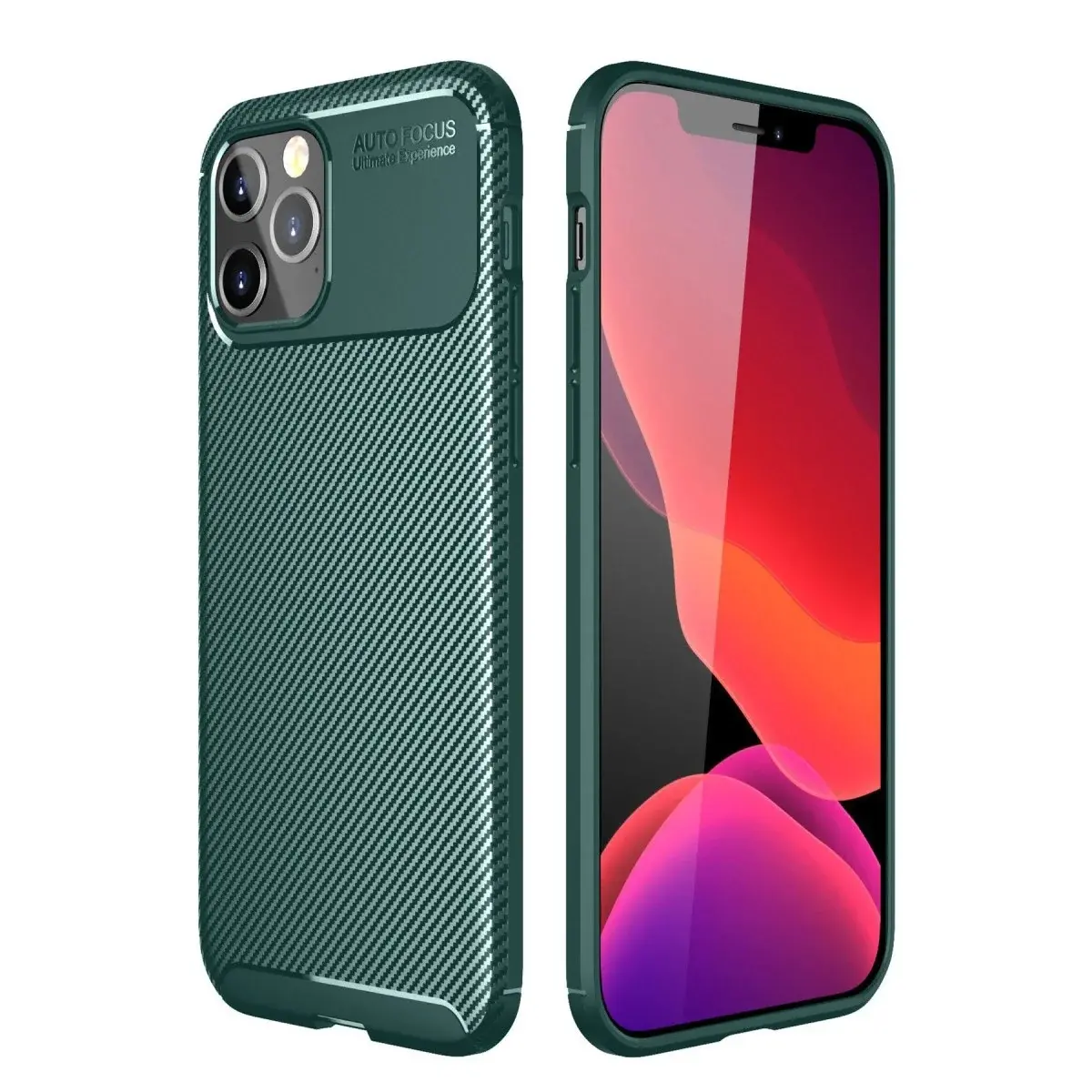 Apple İphone 11 Pro Kılıf Auto Focus Karbon Kapak - Yeşil