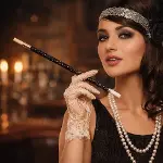 30 Cm Siyah Payetli Tutacağı – 1920’ler Gatsby Parti Aksesuarı-3