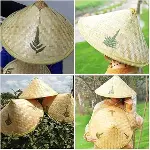Naturel Renk Cambodia Kamboçyalı Vietnam Şapkası Pvc Hasır-2