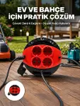 Ev ve Ofis İçin 3 Metre Kablolu 4 Priz Makarası-1