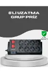 Akım Korumalı 8’li Priz 3 USB’li Uzatma Kablosu Isıya Dayanıklı 2 Metre-1