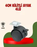 4 cm Kilitli Döner Ayak 4 Adet Sehpa ve Mobilya Ayağı-1