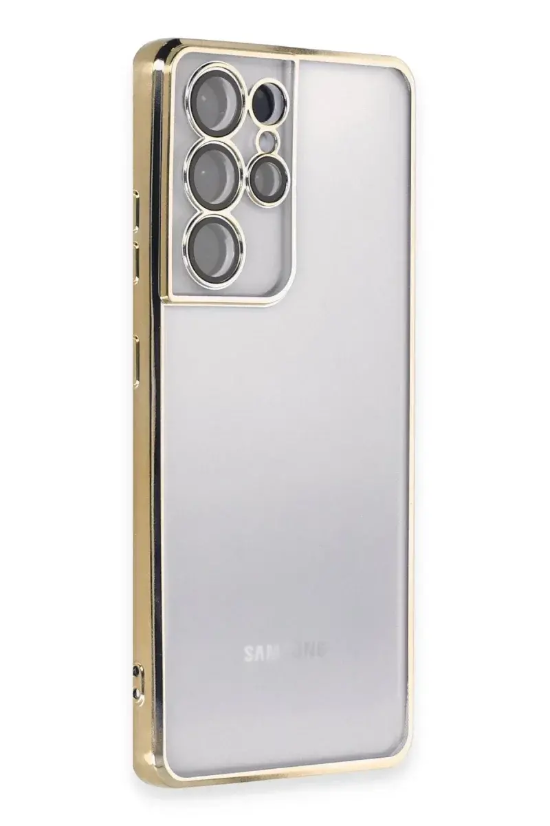 Samsung Galaxy S21 Ultra Kılıf Razer Lensli Silikon - Gold