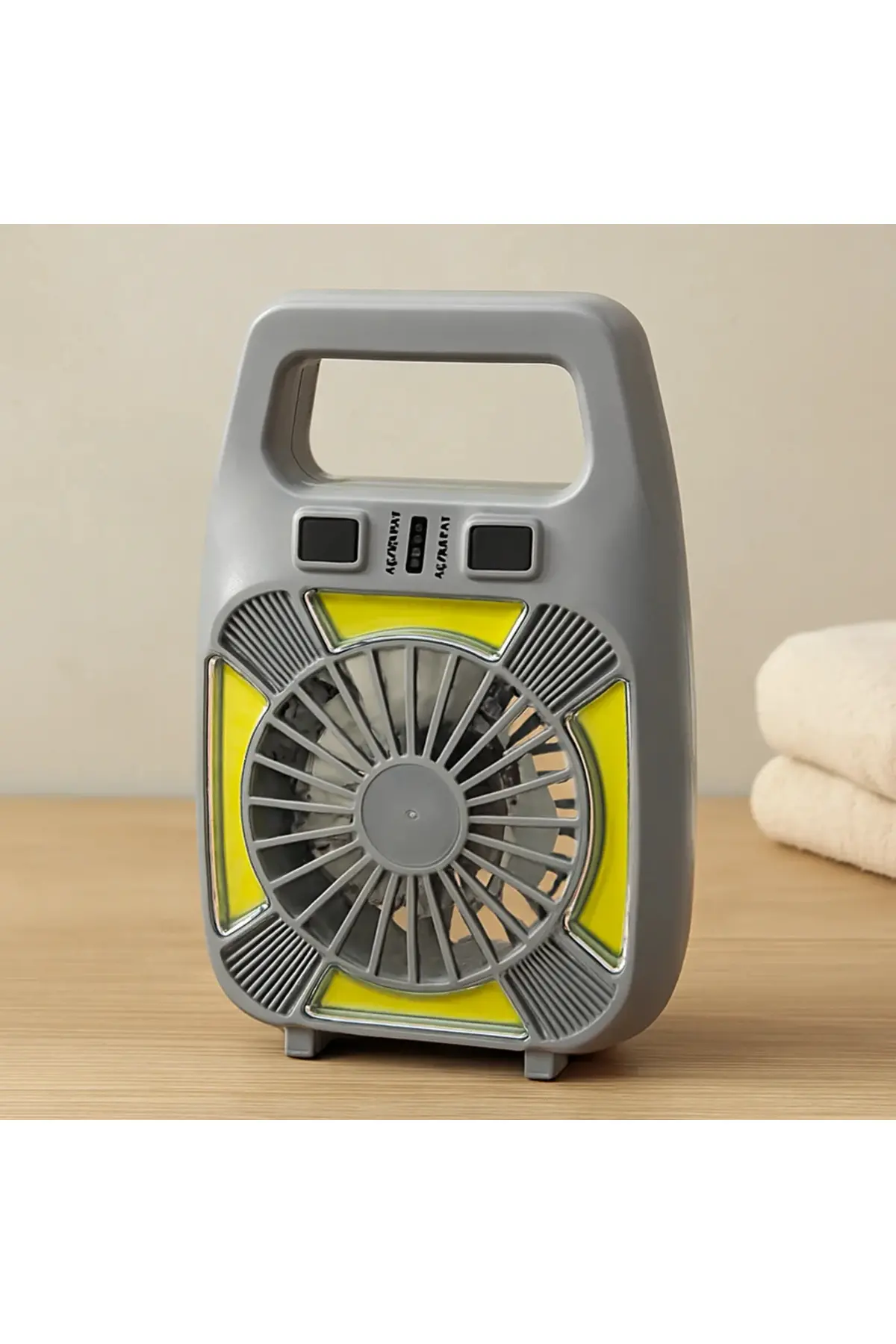 USB Şarjlı 2in1 Mini Fan ve Fener 10W – 2 Kademe, Su Geçirmez, Taşınabilir
