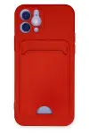Apple iPhone 12 Kılıf Kelvin Kartvizitli Silikon - Kırmızı-1