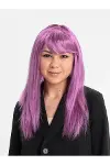 Rose Pembe Renk Düz Kesim Uzun Parti Peruğu Takma Saç-1