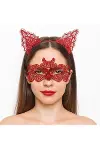 Ateş Kırmızısı Dantel Taç Ve Maske Seti 10 No - Maskeli Balo Özel Gün Seti-1
