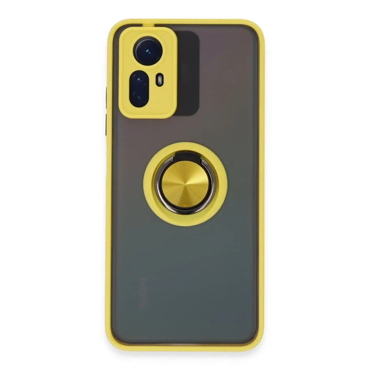 Xiao Red Note 12s Kılıf Montreal Yüzüklü Silikon Kapak - Sarı
