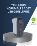 Çocuk Korumalı Termal Priz – 3'lü USB Şarj ve Akım Koruması-1