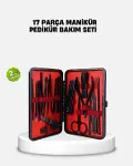 17 Parça Profesyonel Manikür Pedikür Seti Paslanmaz Çelik Siyah Kutu-1