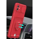 Samsung Galaxy A05 Kılıf Zuma Kartvizitli Yüzüklü Silikon - Kırmızı-2