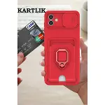 Samsung Galaxy A05 Kılıf Zuma Kartvizitli Yüzüklü Silikon - Kırmızı-4