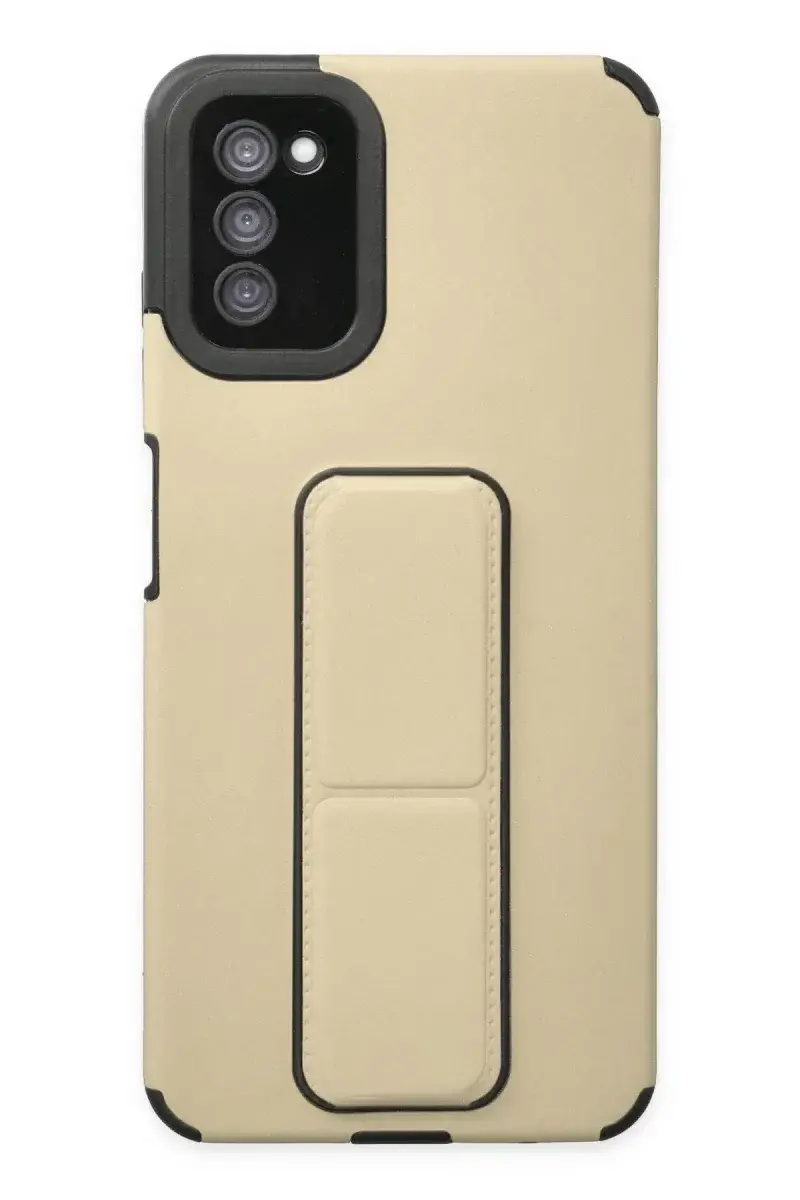 Samsung Galaxy A03S Kılıf Mega Standlı Silikon - Gold