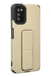 Samsung Galaxy A03S Kılıf Mega Standlı Silikon - Gold-2